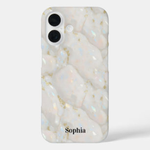 Custom Name Iridescent Opal Stone  iPhone 16 Case