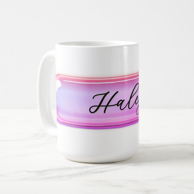 Custom Name Iridescent Purple Glass | Personalised Coffee Mug (Front Left)