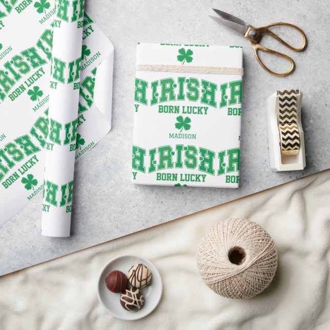 Custom Name Irish Born Lucky Wrapping Paper (Crafts)
