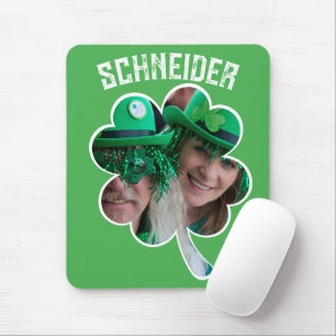 Custom Name Irish clover photo St Patricks Day Mouse Pad