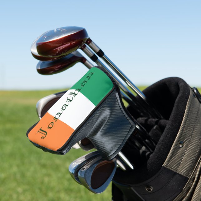 Custom Name Irish Flag pccnt Golf Head Cover (In Situ)