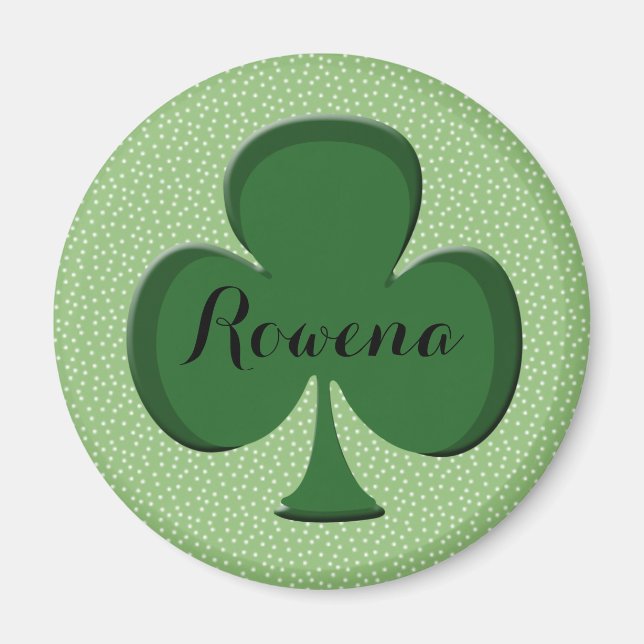 Custom Name Irish Shamrock Round Magnet  (Front)
