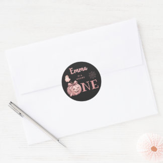 Custom Name is a Spooky One Cute Pinkoween Classic Round Sticker