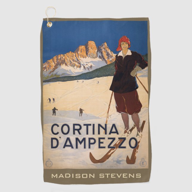 Custom name Italian Alps Vintage Travel Golf Towel (Front)