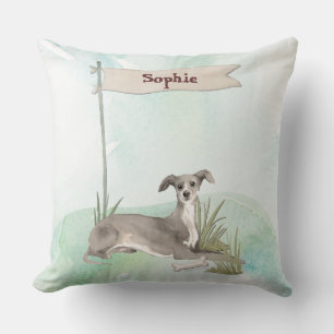 Custom Name Italian Greyhound Pet Dog Cushion