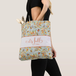 Custom Name it's fall y'all Autumn typography Tote Bag