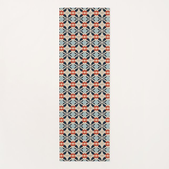 Custom Name Japanese Floral Pattern Yoga Mat (Front)