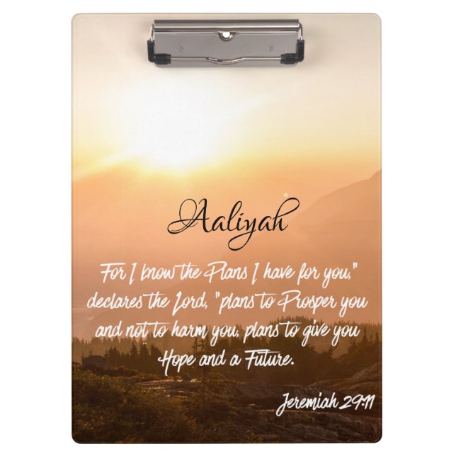 Custom Name - Jeremiah 29:11 Sunrise Clipboard (Front)
