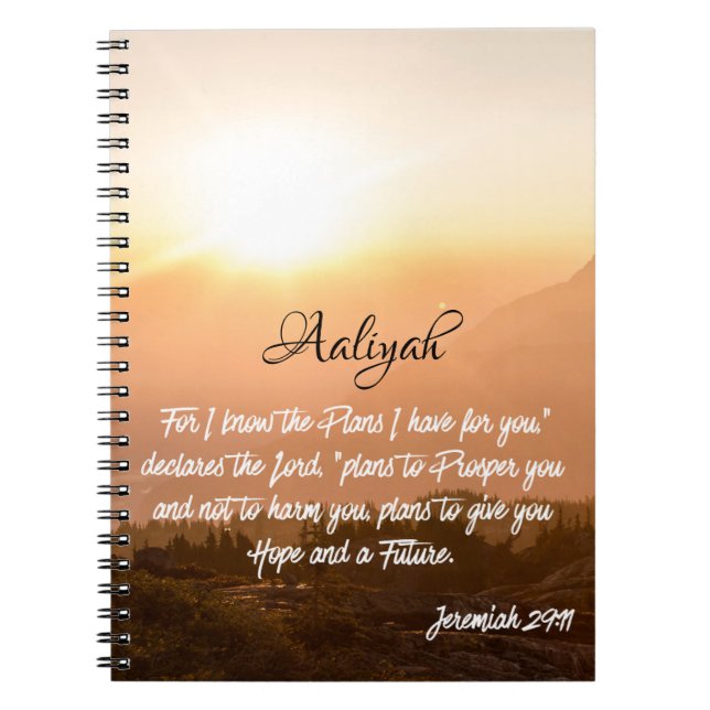 Custom Name - Jeremiah 29:11 Sunrise Notebook (Front)