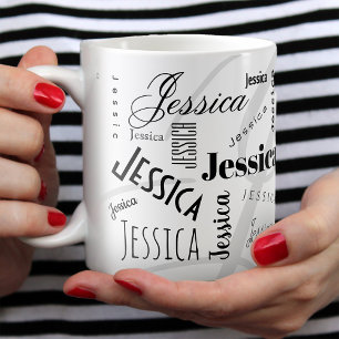 Custom Name Jessica Black White Coffee Mug