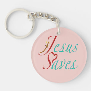 Custom Name Jesus Saves Christian Quote Key Ring