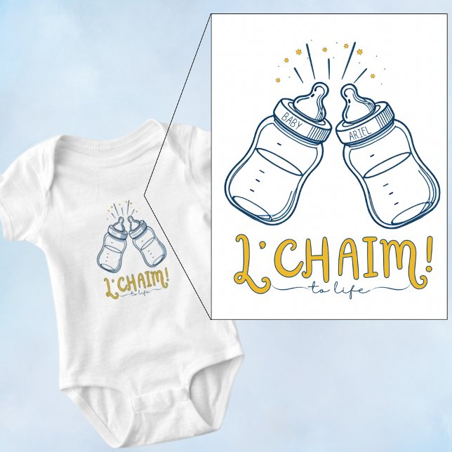 Custom Name Jewish "L'CHAIM!" Baby Bris or Naming Baby Bodysuit (Creator Uploaded)