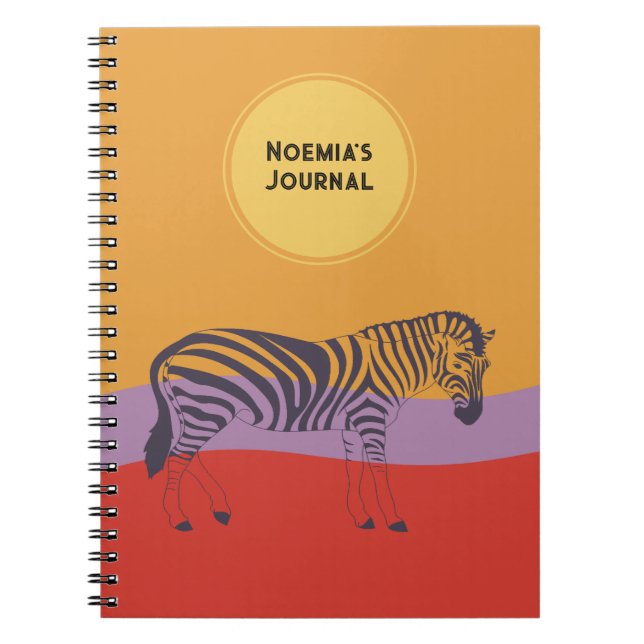 custom name journal zebra modern colourful journal (Front)