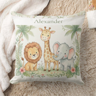 Custom Name Jungle Animals Cushion