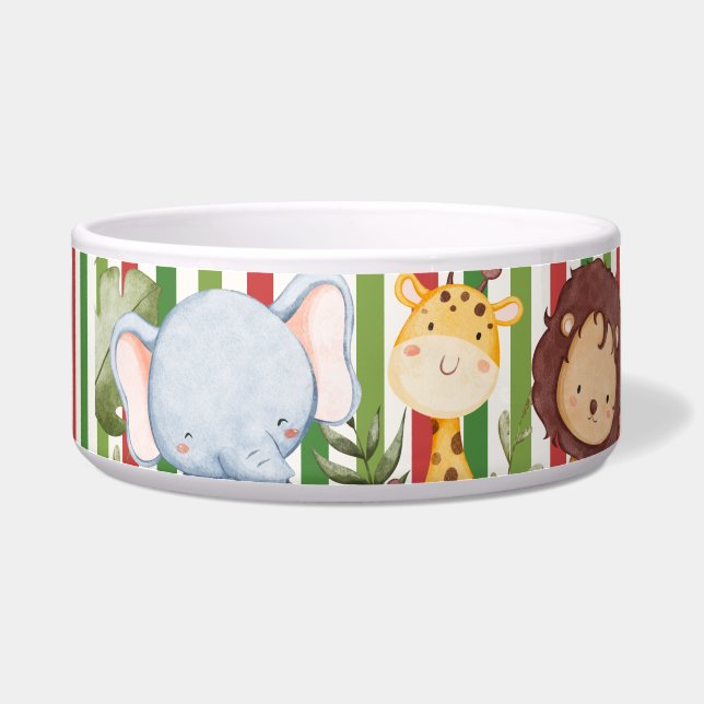 Custom Name Jungle Safari Animals Round Clock (Left)