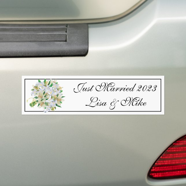 Custom Name Just Married Bumper Sticker (On Car)