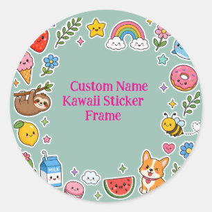 Custom Name Kawaii Sticker Frame