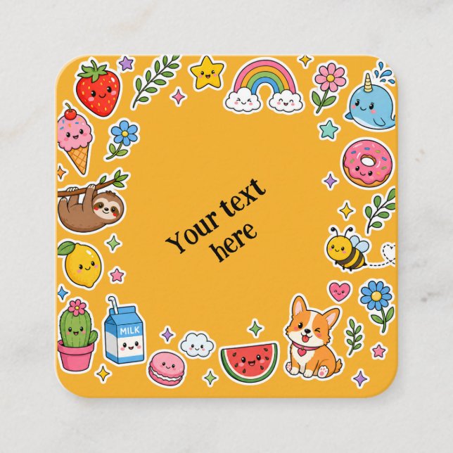 Custom Name Kawaii Sticker Frame Enclosure Card (Front)