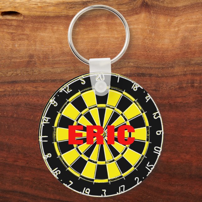 Custom name keychain with dart board design (Front)