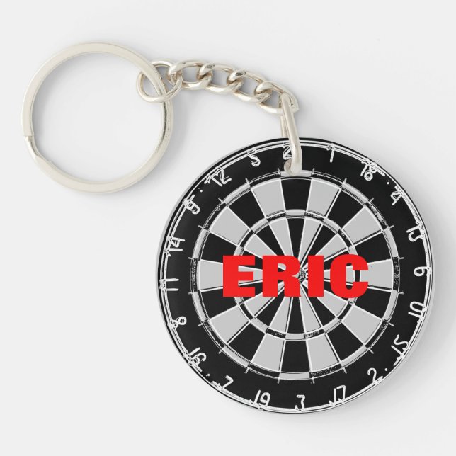 Custom name keychain with dart board design (Front)