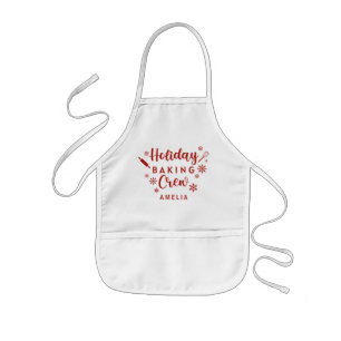 Custom Name Kids Holiday Baking Crew Apron