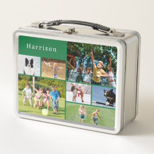 Custom Name Kids Photo Collage Back to School Metal Lunch Box