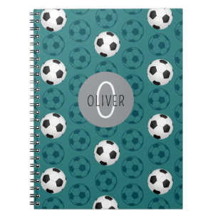Custom Name Kids Soccer Ball Blue Notebook
