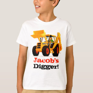 Custom Name Kid's Yellow Digger T-Shirt