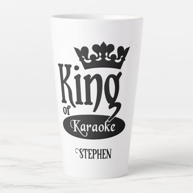 Custom Name King of Karaoke Latte Mug (Front)