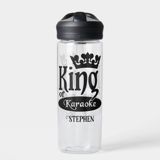 Custom Name King of Karaoke Water Bottle (Front)