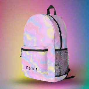 Custom Name l Colourful Sparkles Rainbow Girly  Printed Backpack