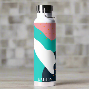 Custom Name l Stylish Colourful Abstract Pattern  Water Bottle