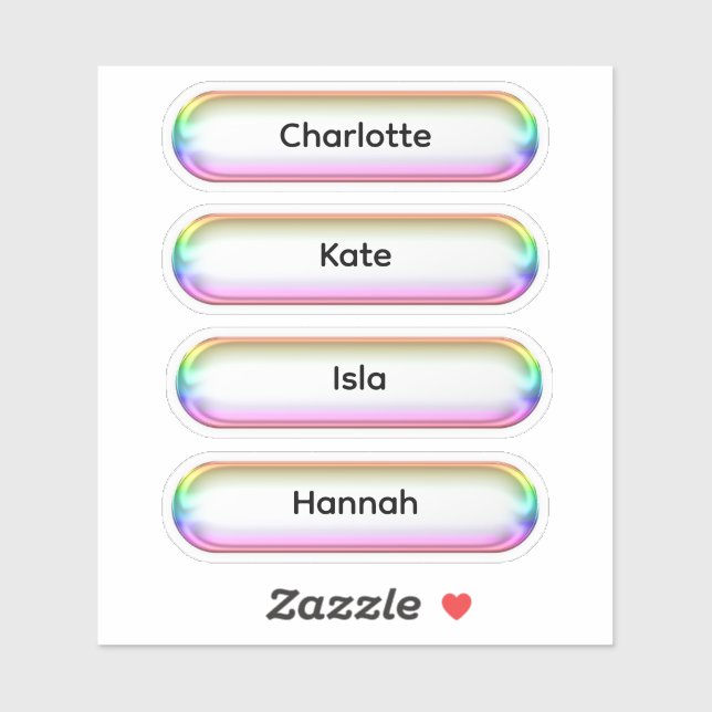Custom Name Labels | Iridescent Glass Bottle (Sheet)