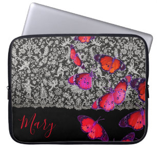 CUSTOM NAME LACE AND BUTTERFLIES NEOPRENE CASE