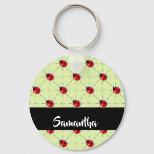 Custom name ladybugs pattern key ring
