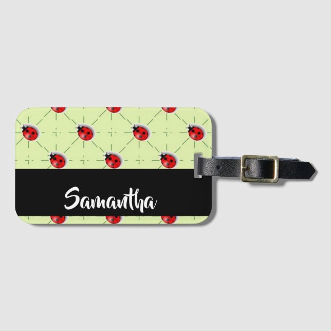 Custom name ladybugs pattern luggage tag (Front Horizontal)