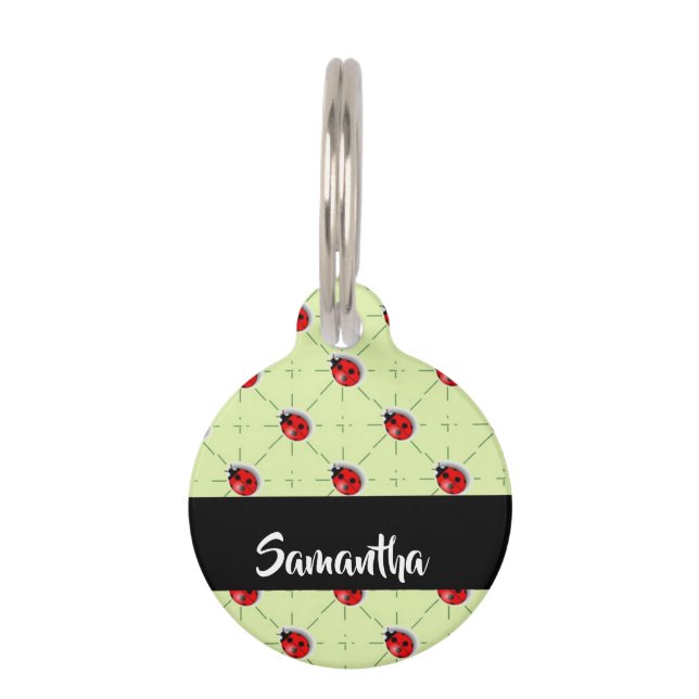 Custom name ladybugs pattern pet tag (Front)