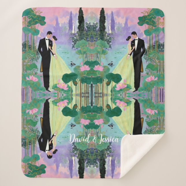 💕 Custom Name Lake Kiss Sherpa Blanket – Cuddle (Front)