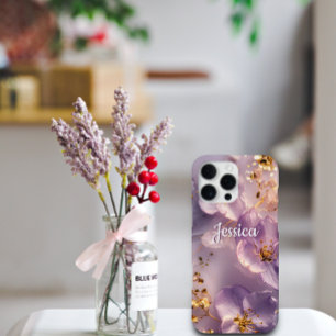 Custom Name Lavender Floral Gold Personalised  iPhone 16 Pro Max Case