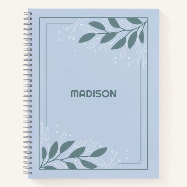 Custom Name Leafy Frame Notebook (Front)