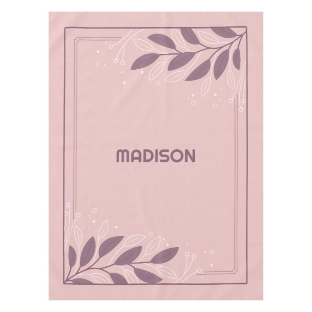 Custom Name Leafy Frame Tablecloth (Front)