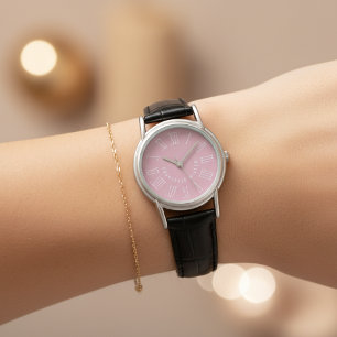 Custom Name Leather Watch Pink Gift for Her or Mum