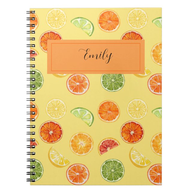 Custom Name Lemon & Orange Journal for School (Front)