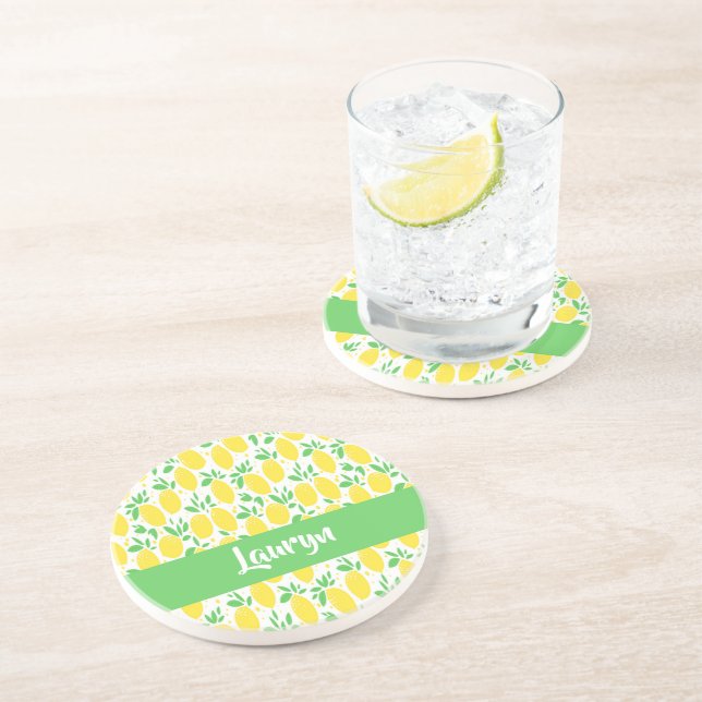 Custom name lemon pattern coaster (Side)