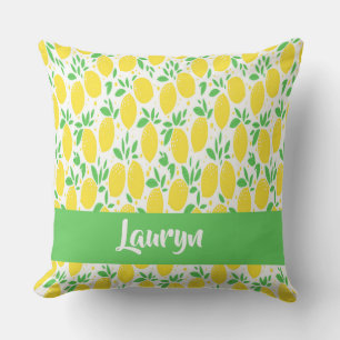 Custom name lemon pattern cushion
