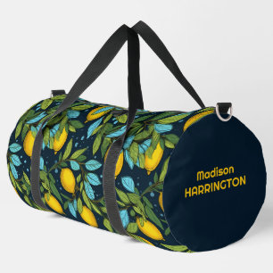 Custom Name Lemon Pattern Duffle Bag