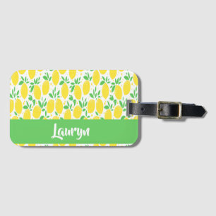 Custom name lemon pattern luggage tag