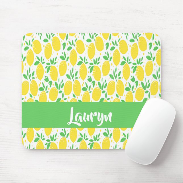 Custom name lemon pattern mouse pad (With Mouse)