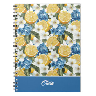 Custom Name Lemon Pattern Notebook Journal