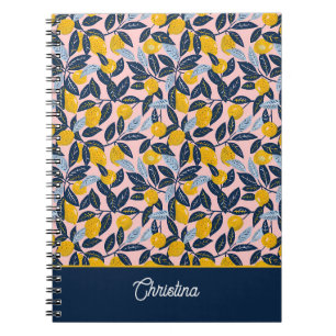 Custom Name Lemon Pattern Notebook Journal